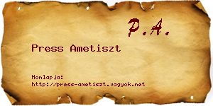 Press Ametiszt névjegykártya